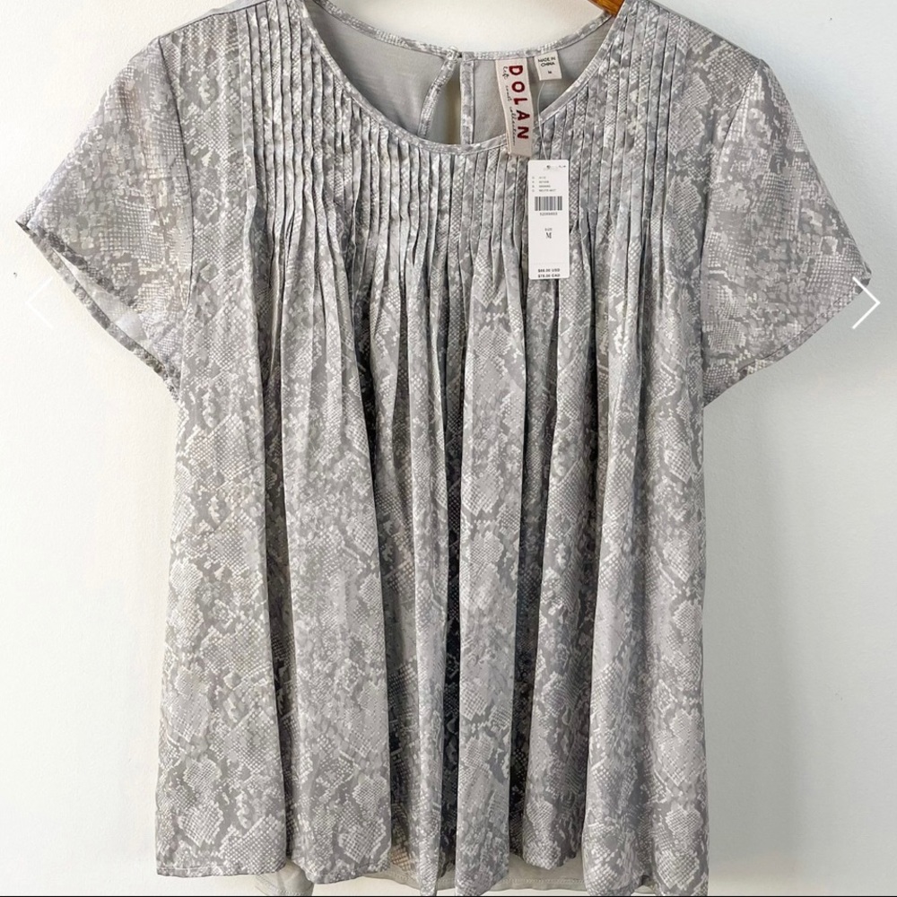 Anthropologie NWT Light Grey Snake Print Blouse / M